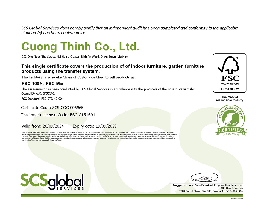 FSC Chain of Custody Certificate